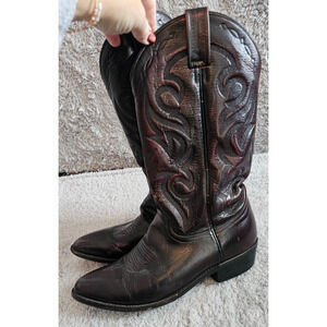 Dan Post Men's Size 9E W Mignon Leather Cowboy‎ Boots Black Cherry DP2112R